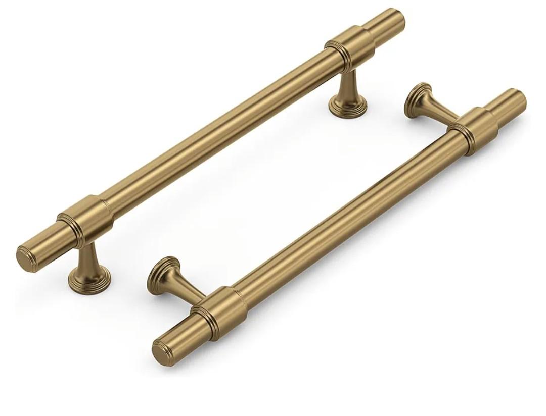 Haliwu 10 Pack Champagne Bronze Cabinet Pulls, 5 Inch Hole Center Drawer Pulls, Champagne Handles, Zinc & Aluminum Alloy Brushed Finish, Hardware for Bathroom and Kitchen