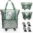 Expandable Duffel Rolling Mommy Travel Luggage Convertible Gym Bag - Large Weekend Bag for Women (Light Green)