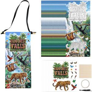 Gersoniel 24 Set VBS 2026 Hanging Craft Kit Make Your Own Rainforest Falls Wall Hanging Decor Include Rainforest Background Animal Stickers for DIY Crafts VBS Activities Sunday Church Decor, 9.3 x 4.2 inches