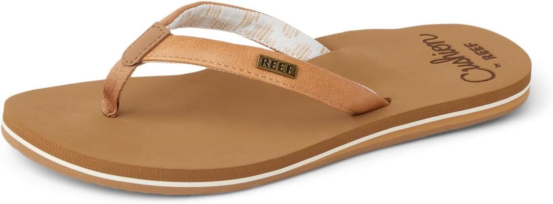 REEF Cushion Sands Women's Beach Flip Flop, Ultra Soft Cushion Footbed, Arch Support (8, Natural)