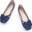 C.Paravano Ballet Flats | Flat Shoes Women | Square Toe Flats | Dress Shoes for Women (11.5, Navy)
