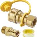 1/2 Inch Natural Gas Quick Connect Fitting for Natural Gas Hose, Propane Quick Connect Fittings, Natural Gas and Propane Quick Connect Set (2 Pcs), Solid Brass