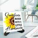 6 x Motivational Desk Decor Sign, Office Desk Decorations Accessories Wooden Plaque Sign, Sunshine Mixed With A Little Hurricane Wooden Signs with Holder Stand