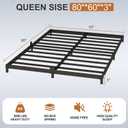 3 Inch Bed Frame Queen Size Low Profile, Metal Platform Low Bed Frame, Heavy Duty Support Low Profile Bed Frame, No Box Spring Needed, Noise Free, Easy Assembly, Prevent Mattress From Sliding