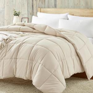 Homelike Moment Comforters Queen Size - Beige Duvet Insert Down Alternative Bed Queen Comforter, Lightweight Bedding Comforters Full Size Quilted Soft All Season Beige