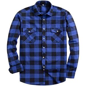 Alimens & Gentle Men's Button Down Regular Fit Long Sleeve Plaid Flannel Casual Shirts Medium