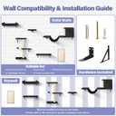 Cat Wall Shelves, Stable & Safe 6 in 1 Cat Furniture Set Black, for Cats to Climb, Hide, Lounge, and Scratch
