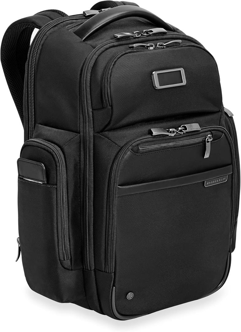 Briggs & Riley Medium Cargo Backpack for Women & Men - Laptop Backpack, For Work & Travel, Lightweight & Durable, Padded Straps, Fits up to 15" Laptop - @work Collection, Black