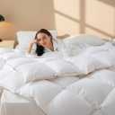 Down Comforter King Size  All Season Medium Weight Fluffy White Duvet Insert, Warm Feather Bedding, Soft 100% Cotton Cover, 90x106 Inch