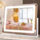 22"x17"Makeup Mirror with Lights LED Vanity Mirror 3Color Dimmable| White | Large Vanity Mirror with Lights, LED Lighted Makeup Mirror, Smart Touch Control, 360 Rotation, for Vanity Tabletop, Bedroom
