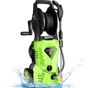 WHOLESUN 3000PSI Electric Pressure Washer 2.4GPM 1600W Power Washer with Hose Reel and Brush Green