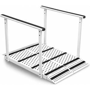 Upgraded Folding Ramp with Handrails, Portable Wheelchair Ramp with Handrail and Adjustable Flap, Heavy Duty Handicap Ramp with Handrails, 600 lbs Capacity, Carbon Steel Frame, 45.2" L x 31.5" W