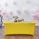 CWK 4FT Waterproof Stretch Spandex Table Cover for Rectangular Tables - Elastic Fitted Tablecloth for Folding Tables,Wrinkle Resistant Table Cloth for Parties, Weddings, Banquets & Events (Yellow)