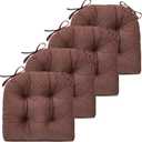 FABRICASTLE Chair Cushions Pads Non-Skid Comfortable 17" x 16" Seat Cushion Cover Set of 4 for Indoor Kitchen Dining Room Office Chairs (Dark Brown, 4 Counts (Pack of 1))