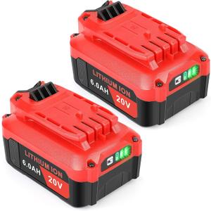 2Pack 6.0Ah 20V Battery Replacement for Craftsman 20V MAX CMCB204 CMCB202 CMCB201 CMCD700C1 CMCS500B Compatible with V20 Cordless Power Tools