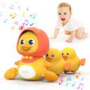 Crawling Duck Musical Toy, Baby Toy for Toddler, Sound Toys for 18+ Months, Early Educational Baby Toys with Light, Includes One Large Duck and Two Ducklings (Batteries Included)