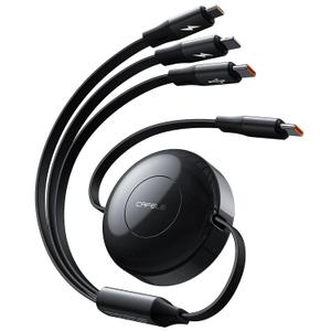 CAFELE Upgraded Retractable USB C Cable, 100W Multi Charging Cable, 3 in 1 Fast Charging Charger Cord with Type C/L/Micro USB Ports for Phone 16 15 14 Galaxy MacBook Pad, Travel for Multiple Devices