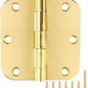 Door Hinges Polished Brass 3.5 Inch Door Hinges Gold 6 Pack 5/8" Radius Corners 3-1/2 Interior Door Hinge for Doors Bedroom Yellow Shiny Luxury Residential Door Hardware Bright Brass Hinge JIW