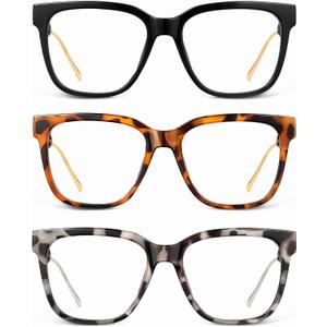 JM Oversized Reading Glasses for Women - Square Stylish Readers for Woman Men/W Blue Light Blocking Trendy Womens Reader