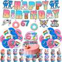 6 7 Birthday Decorations, 6 7 Birthday Theme Decoration 5 Set Includes Banner, Large Cake Topper, 6 x Hanging Swirls, 24 x Cupcake Toppers, 18 x Ballons