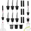 Stainless Steel Liquor Bar Bottle Pourers - Drip-Free Nozzle - Pour Spouts for Alcohol & Bartending - Universal Fit Speed Spout - Rust-Free & Easy Clean - Chrome (6 Pack)