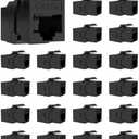 VANDESAIL 20 Pack CAT6A RJ45 Keystone Couplers, Ethernet Keystone Jack Female to Female RJ45 Couplers UTP for Cat6a/Cat6/Cat5e/Cat5 Network Cable Black