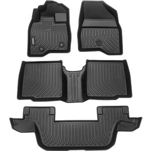 Binmotor-All Weather Floor Mats Custom Set for Ford Explorer 7 Seat 2015-2019, Heavy Duty TPE Car Floor Liners Explorer Accessories