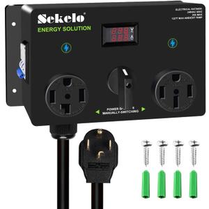 Manual EV Charging Switch for Dryer & EV, NEMA 14-30P to 14-30R & 14-50R, 240V, 24A 5.76kW Max Power Splitter, with a Safety Breaker Switch, Hand-Operated Selector, Plug and Play Manual EV Charging Switch for Dryer & EV, NEMA 14-30P to 14-30R & 14-50R, 240V, 24A 5.76kW Max Power Splitter, with a Safety Breaker Switch, Hand-Operated Selector, Plug and Play