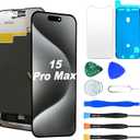Screen Replacement for iPhone 15 Pro Max 6.7" Retina Full FHD Display COF Digitizer with Repair Tool Kits, Screen Protector, Waterproof Tape (15 PM LCD)