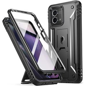 Poetic Revolution Case for Motorola Moto G Stylus 5G 2023 [Not Fit 4G Version]-XT2315, [20FT Mil-Grade Drop Tested], Full-Body Shockproof Cover with Kickstand and Built-in Screen Protector, Black