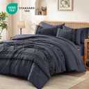 MaiRve Queen Size Comforter Set Crown Blue, Embroidery Floral Western Boho Bedding Set, All Season 7 Pieces Bed in a Bag with Sheets, Pillowcases & Shams