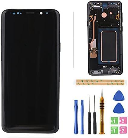 AMOLED LCD Digitizer Screen Touch Assembly Replacement LCD Display for Samsung Galaxy S9 Plus G965 G965U G965W G9650 SM-G965F SM-G9650/DS SM-G965F/DS 6.22" w/Pre-Installed Adhesive by BITANR（Black）With Screen Safer Glass