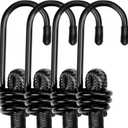 WORKPRO 24 Inch Bungee Cord with Hooks, 4 Pack Superior Rubber Heavy Duty Straps Strong Elastic Rope for Outdoor Tent, Luggage Rack, Camping, Cargo, RV, Bike, Transporting, Storage, Black