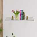 Clear Acrylic Shelves 14.5 inches, 3/4" Thick Transparent Wall Mounted Floating Shelves for Bedroom, Living Room, Bathroom, Kitchen - with Screws and Brass Finish Brackets, Pack of 2