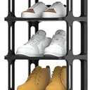 10 Tiers Shoe Rack for Closet Entryway, Narrow Vertical Shoe Organizer for Small Spaces, Stackable Black Shoe Storage Holder, Shoe Tower, 10.55" D x 10.55" W x 56.14" H