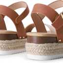 DREAM PAIRS Women's Platform Espadrilles Wedge Sandals, Comfortable Open Toe One Band Sandals for Women Dressy Casual Summer, Size 6