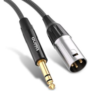 Tisino 1/4" to XLR Cable, 6.35mm TRS to XLR Male Nylon Braid Quarter inch TRS to XLR Male Balanced Interconnect Microphone Cord Patch Cable - 15ft (15 feet)