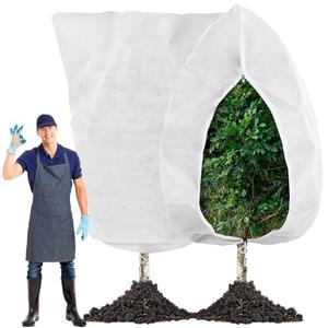 Vincreem 1 Pcs 10 x 10 ft Plant Covers Freeze Protection Extra Large Frost Cloth Plant Covers with Zipper Drawstring Winter Cold Weather Frost Blankets for Outdoor Palm Fruit Tree and Shrubs (White)
