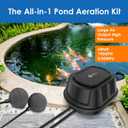 AquaMiracle All-in-One Koi Pond Aerator for Outdoor Ponds, Pond Air Pump with Airline Tubing, Air Stones, Check Valves & Air Filter Pad