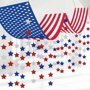 Leinuosen 4th of July American Flag Hanging Banner Independence Day USA Decor 144 x 15 Inch Stars Stripes Decoration Red Blue White Garlands Set 250th Anniversary Patriotic Memorial Day (4th of July)