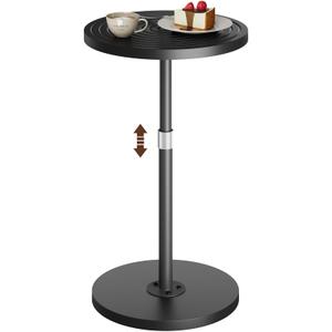 Asgolion Round Side Table Set of 2, Adjustable-Height Small Drink Table, Pedestal Martini Stand, Weighted Base Cocktail Table Accent Nightstand for Living Room, Bedroom, Bathroom, Office, Black