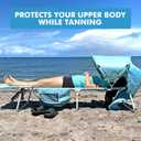 Oversized Extra Wide Tanning Chair with Sun Canopy Face Hole Padded Adjustable Washable, Heavy Duty Layout Folding Lounge Chair for Outside Beach Reading Sunbathing, UPF 50+, XL, Plus Size, 330 LBS, Blue