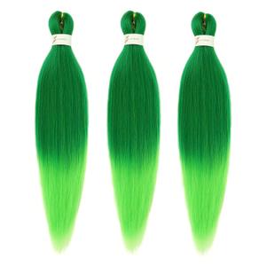 Dorsanee Ombre Light Green Braiding Hair Pre Stretched 24 Inch 3 Packs for Box Braids Twists Locs Soft Yaki Texture Hot Water Setting