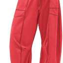 Women's Wide Leg Trousers with Drawstring - Summer Loose Trousers - Casual Beach Trousers - Relaxed Summer Pants Size M