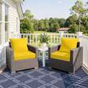 MIULEE Yellow Outdoor Seat Cushion 22x24 Inch Waterproof & 3 Year Fade Resistant Deep Seat and Back Cushion for Patio Furniture Chair Sofa Couch with Handle and Adjustable Straps