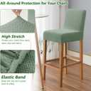 Gollense Bar Stool Covers Set of 4 Stretch Jacquard Barstool Slipcovers Washable Dining Chair Seat Covers with Back Removable Pub Counter Tall Chair Protectors for Kitchen Island Chairs (Light Green)