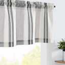 jinchan Striped Valance Farmhouse Window Treatment Linen Textured Drapes for Small Windows Kitchen Living Room RV Vintage Valance 16 Inch Rod Pocket 1 Panel Black and Grey