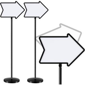 Lincia 2 Pack Dry Erase Board Arrow Sign Stand Adjustable Holder Floor Signs 11.7 x 16.5 Inch Dual Sided with Heavy Duty Pedestal for Indoor Outdoor Hotel School