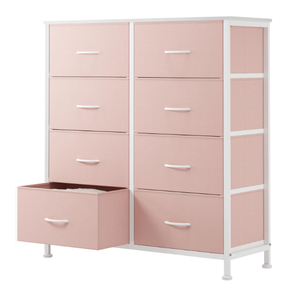 Sweetcrispy 8 Drawer Fabric Dresser for Bedroom, Tall Dresser, Pink
Sturdy Chest of Drawers, Steel Frame and Wooden Top, Closet Living Room Storage Organizer with Easy Pull Handles