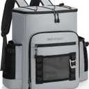 Large 52cans Waterproof Insulated Cooler Backpack for Men & Women, Leak Proof Backpack Cooler, Soft, 8Gal (Grey)